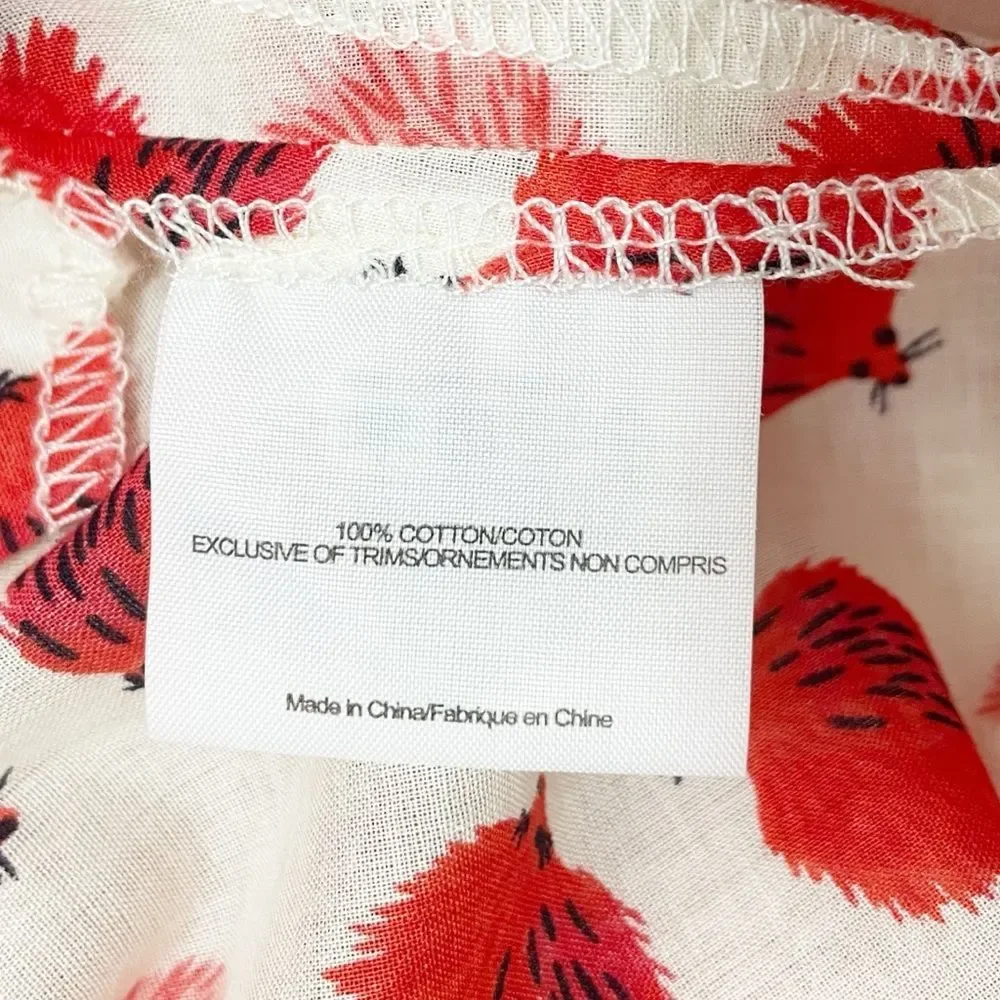 Tory Burch Tory Tunic in Tapioca Hedgehog Cotton Cream & Red Print Size 0 RARE